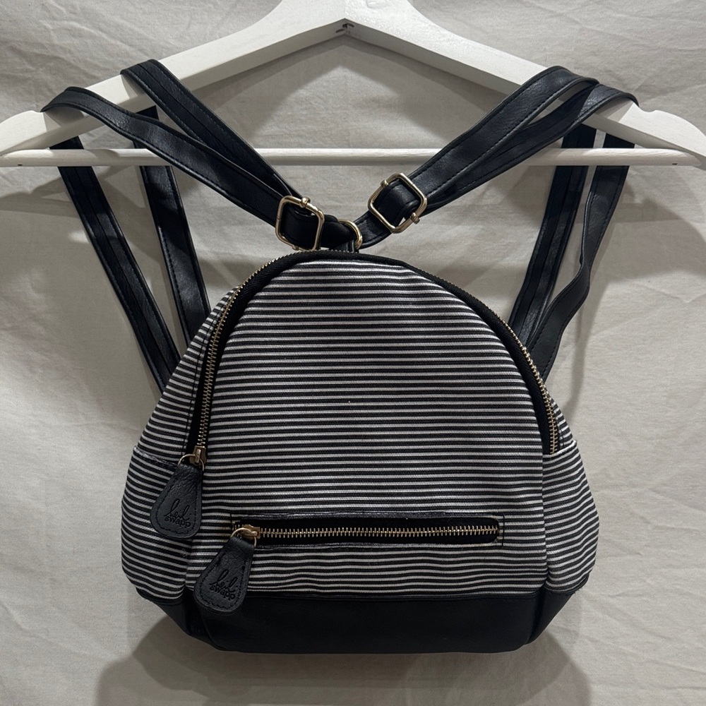 Heidi Swapp Black and White Striped Kid’s Mini Backpack